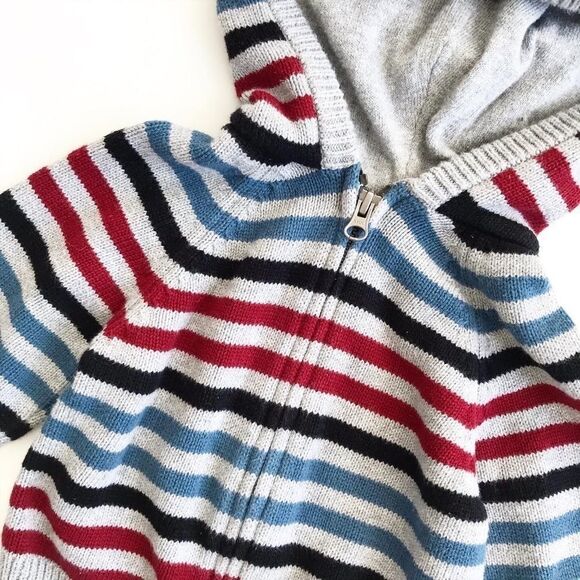 Gymboree stripe knit zip up hoodie VGUC 12-18m - Picture 2 of 4